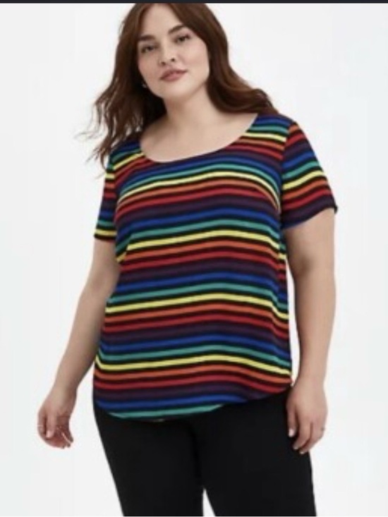 torrid Tops - Torrid Rainbow Striped Short Sleeve Top
